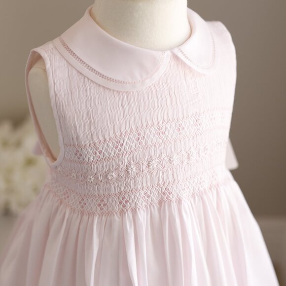 Pink Smocked Dress RARE FIND Pink Embroidery Feltman Brothers Sleeveless PERFECT - Picture 2 of 6